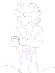  1boy bathrobe character_focus clothed coffee_cup coffee_mug fanart holding_object humanoid male_only meteor_flower_(pvz) mountain petals plant plants_vs_zombies plants_vs_zombies_2:_it&#039;s_about_time pvz_2 self_upload sfw simple_background simple_eyes sketch slender spearminthusband tall 