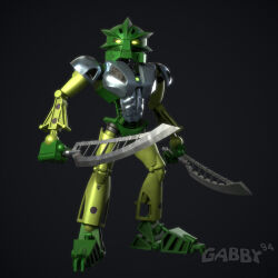  3d_(artwork) ambiguous_gender armor better_version_at_paywall biomechanical bionicle blender_(artwork) digital_media_(artwork) gabby94 glowing glowing_eyes gradient_background green_body green_eyes hi_res humanoid lego lewa looking_at_viewer machine mask melee_weapon not_furry robot robot_humanoid silver_body simple_background solo sword toa weapon 