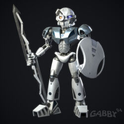  3d_(artwork) ambiguous_gender armor better_version_at_paywall biomechanical bionicle blender_(artwork) blue_eyes digital_media_(artwork) gabby94 glowing glowing_eyes gradient_background hi_res humanoid kopaka lego looking_at_viewer machine mask melee_weapon not_furry red_eyes robot robot_humanoid shield silver_body simple_background solo sword toa weapon white_body 