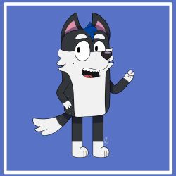  2023 anders_(anders_285) anders_285 anthro black_body black_ears black_eyes black_fur black_nose black_tail blue_hair bluey_(series) canid canine canis digital_media_(artwork) domestic_dog fan_character fur gesture hair hand_gesture hand_on_hip hand_on_own_hip hi_res husky looking_away male mammal multicolored_body multicolored_fur nordic_sled_dog pose siberian_husky solo spitz standing tail teeth tongue two_tone_body two_tone_fur two_tone_tail v_sign white_body white_fur white_tail 