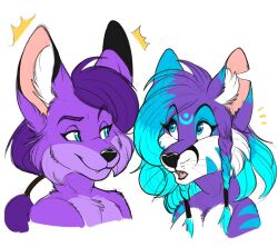  anthro canid canine duo emberfox female female/female fennec_fox fox mammal pixiejar purple_body true_fox 