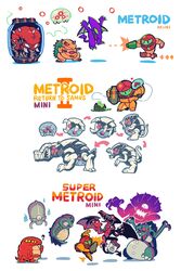  ? absurdres alien alpha_metroid arm_cannon arrow_(symbol) assault_visor brain chibi commentary copyright_name creature crocomire draygon eggshell energy_ring english_text engrish_text evolutionary_line extra_eyes female firing furrowed_brow gamma_metroid green_visor hatchlings heart highres kraid looking_at_another metroid metroid_(classic) metroid_(creature) metroid_2:_return_of_samus mother_brain omega_metroid one-eyed phantoon power_suit_(metroid) queen_metroid ranguage rariatto_(ganguri) ridley samus_aran science_fiction sharp_teeth simple_background super_metroid tank_(container) teeth third_eye varia_suit weapon white_background wings zeta_metroid 