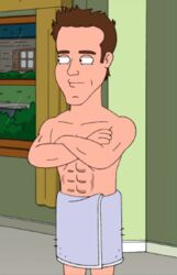  actor animated cartoony caucasian caucasian_male celebrity family_guy gif male male_only muscles muscular muscular_male production_studio_for_tv_series real_person ryan_reynolds shirtless_male toony towel 