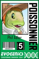  anthro badge dna fish fishing_hat flinters green_background hi_res id_badge level-5 male marine pheagle salmon salmonid_(fish) simple_background sockeye_salmon solo transformation 