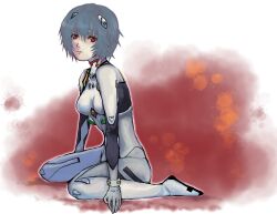  ayanami_rei blue_hair bodysuit neon_genesis_evangelion plugsuit red_eyes short_hair side sitting 