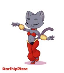  anthro ashe_(starshippizza) bell bell_collar black_nose bottomwear clothed clothing collar domestic_cat felid feline felis female female_(lore) fur grey_body grey_fur grey_tail hi_res inner_ear_fluff jingle_bell long_tail mammal shantae shantae_(series) solo starshippizza tail topwear tuft wayforward whiskers 