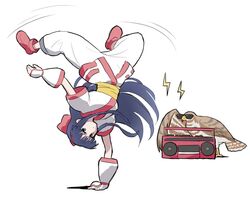  accessory accipitrid accipitriform avian bird black_hair boombox breakdancing dancing duo eyewear hair hair_accessory hair_ribbon human human_focus long_hair mamahaha mammal nakoruru not_furry_focus ribbons samurai_shodown sunglasses unknown_artist 