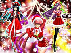  3girls asamiya_athena christmas king_of_fighters multiple_girls nakoruru shermie snk 