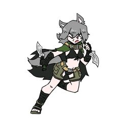  attacked black_bra black_panties cape dagger daggers goggles goggles_on_forehead holding_dagger holding_weapon juztplay leaf_cloak open_mouth panties pink_eyes rogue_the_wolf_girl_(juztplay) sandals sfw wolf wolf_ears wolf_girl wolf_humanoid 