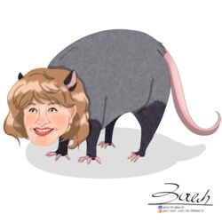  1:1 4_ears absurd_res american_opossum animal_body barbara_walters black_body black_fur black_markings blonde_hair celebrity cursed_image discord_(app) ear_piercing ear_ring eyeshadow female feral fur green_eyes grey_body grey_fur hair hi_res human human_faced_feral humanoid_face hybrid lipstick makeup mammal markings marsupial mature_female meme multi_ear nightmare_fuel old pale_skin patreon piercing real_world ring_piercing shaded shitpost simple_background smile solo standing teeth text url what what_has_magic_done what_has_science_done where_is_your_god_now why zer0rebel4 