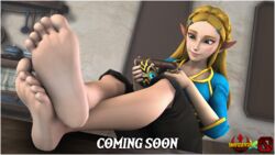  1girls 3d feet female female_only foot_fetish fully_clothed princess_zelda sfm shad0w snafusevsix soles solo source_filmmaker the_legend_of_zelda zelda_(breath_of_the_wild) 