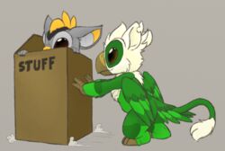  alien alternate_species anthro barefoot beak better_version_at_source box cardboard cardboard_box container disney duo english_text experiment_(lilo_and_stitch) fan_character feet in_box in_container lilo_and_stitch male nude ovni petrock pushing standing text thundersong 