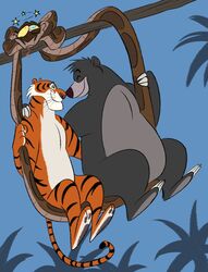  affectionate baloo bear bengal_tiger black_body black_eyebrows black_fur black_stripes blue_sky branch brown_body brown_nose brown_pawpads brown_paws brown_spots claws closed_eyes dizzy dizzy_eyes edtertainerd eyebrows felid feral fingernails fur grey_body grey_fur group happy hi_res holding_another holding_partner holding_person humor interspecies kaa_(jungle_book) leaf long_tail love male male/male mammal markings multicolored_body multicolored_fur nails nose_to_nose orange_body orange_fur outside palm_tree pantherine pawpads plant python reptile scalie sharp_claws sharp_fingernails sharp_nails sharp_toenails shere_khan sitting sky slapstick slapstick_humor sloth_bear smile snake spots spotted_body spotted_markings star striped_body striped_fur striped_markings striped_tail stripes suspension swing swing_set swingset tail_markings the_jungle_book tiger toenails tree trio ursine whiskers white_body white_fur yellow_sclera 