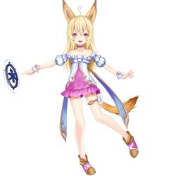  animal_ears blonde_hair commentary_request female photoshop_(medium) red_eyes setona_(daice) solo sorcerer_(tera_online) tail tera_online 