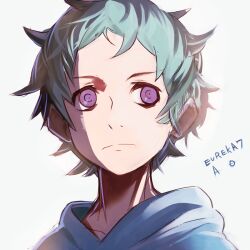  1boy aqua_hair bad_id bad_pixiv_id eureka_seven_(series) eureka_seven_ao fukai_ao hajime_(hajime-ill-1st) male_focus portrait purple_eyes solo 