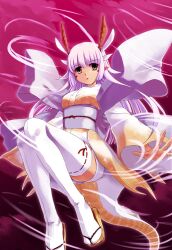  amatsumagatsuchi commentary_request dragon_girl female geta highres horns japanese_clothes kimono mizuki_(mizuki_ame) monster_girl monster_hunter_(series) monster_hunter_portable_3rd personification photoshop_(medium) pointy_ears tail thighhighs 