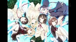  1boy 5girls black_hair black_thighhighs blonde_hair boku_wa_tomodachi_ga_sukunai breasts buriki butterfly_hair_ornament hasegawa_kobato heterochromia kashiwazaki_sena kusunoki_yukimura large_breasts maid megane mikazuki_yozora oppai ribbon shiguma_rika short_hair takayama_maria thighhighs trap 