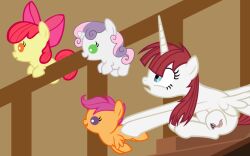  alicorn apple_bloom_(mlp) baby beavernator better_version_at_source cutie_mark equid equine female feral friendship_is_magic group hasbro horn horse lauren_faust_(character) mammal my_little_pony mythological_creature mythological_equine mythology pegasus pony scootaloo_(mlp) sweetie_belle_(mlp) unicorn wings young young_feral 