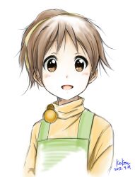  blush brown_eyes brown_hair commentary_request dated faux_traditional_media female highres hirasawa_ui k-on! kem_kem short_hair solo 