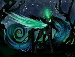  absurd_res arthropod black_clothing black_legwear changeling clothing crown female feral friendship_is_magic hasbro headgear hi_res horn legwear my_little_pony queen_chrysalis_(mlp) solo star vardastouch wings 