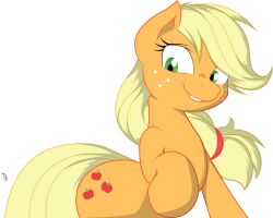  2012 absurd_res alpha_channel applejack_(mlp) bednarowski blonde_hair colored cutie_mark equid equine female feral freckles friendship_is_magic green_eyes hair hasbro hi_res horse joey-darkmeat mammal my_little_pony pony simple_background smile solo superabsurd_res transparent_background 