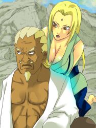  a_(naruto) a_(yondaime) blush breasts dark_skin large_breasts long_hair muscle naruto tsunade 