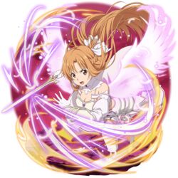  angel_wings armor armored_dress asuna_(sao) asuna_(stacia) attack battle braid breastplate breasts brown_eyes brown_hair cleavage detached_collar detached_sleeves dress energy energy_wings falling_feathers faulds feathered_wings feathers female fire floating_hair french_braid full_body gloves glowing glowing_feather glowing_sword glowing_weapon glowing_wings highres holding holding_sword holding_weapon long_hair long_sleeves magic medium_breasts non-web_source official_art open_mouth purple_feathers purple_wings radiant_light rapier short_dress solo spread_wings sword sword_art_online sword_art_online:_alicization sword_art_online:_alicization_-_war_of_underworld sword_art_online:_code_register thighhighs transparent_background unsheathed very_long_hair weapon white_armor white_dress white_feathers white_gloves white_sleeves white_thighhighs wings 