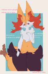  ambiguous_gender braixen generation_6_pokemon hi_res huge_ears inner_ear_fluff nintendo pokemon pokemon_(species) pseudo_clothing red_eyes sarifairy simple_background solo stick tail thick_thighs tuft 