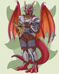  absurd_res anthro armor blep breastplate claws dragon forked_tongue front_view full-length_portrait grey_breastplate grey_helmet hi_res imperatorcaesar male membrane_(anatomy) membranous_wings mythological_creature mythological_scalie mythology orange_wings pink_tongue plant plant_pot portrait potted_plant red_body red_tail scalie sharp_teeth smile solo spiked_tail spikes spikes_(anatomy) standing tail teeth toe_claws tongue tongue_out wings 