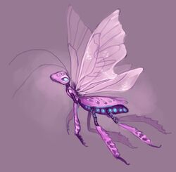  antennae blue_eyes bug clouded-3d commentary_request faerie_neopet flying from_side neopets no_humans profile purple_background purple_theme ruki_(neopets) solo 