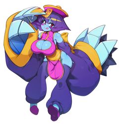  1girls 2022 :p absurd_res big_breasts blue_skin capcom chinese_clothes chinese_mythology claws cleavage cleavage_cutout clothing darkstalkers female female_only full_body hsien_ko jiangshi large_breasts lei-lei lei_lei looking_at_viewer ofuda ofuda_on_head purple_hair qing_guanmao red_eyes slugbox solo white_background 