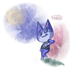  1:1 2017 :3 animal_crossing anthro artist_name barefoot big_head black_clothing black_shirt black_topwear blue_body blue_fur bottomless cel_shading closed_smile clothed clothing cloud countershade_face countershade_feet countershade_fur countershade_hands countershading crescent_moon digital_media_(artwork) domestic_cat eyebrows featureless_crotch featureless_feet featureless_hands feet felid feline felis fur looking_at_viewer makumellow male mammal moon mouth_closed multicolored_body multicolored_fur night nintendo outside shaded shirt shirt_only smile solo standing text text_on_clothing text_on_shirt text_on_topwear three-quarter_view tom_(animal_crossing) toony topwear topwear_only two_tone_body two_tone_fur white_body white_countershading white_fur yellow_sclera 