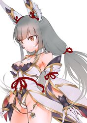  animal_ears breasts cat_ears chest_jewel cleavage detached_sleeves facial_mark female grey_hair highleg highleg_leotard highres leotard long_hair low_twintails nia_(blade)_(xenoblade) nia_(xenoblade) small_breasts solo thighhighs twintails ug333333 very_long_hair xenoblade_chronicles_(series) xenoblade_chronicles_2 yellow_eyes 