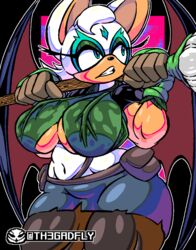  big_ass big_breasts clothed female female_only no_bra prim_rouge rouge_the_bat solo sonic_(series) sonic_prime th3gadfly underboob wings 