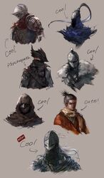  armor artorias_the_abysswalker ashen_one_(dark_souls_3) bearer_of_the_curse black_hair bloodborne bloody_wolf_(elden_ring) chosen_undead cloak coat commentary_request dark_souls_(series) dark_souls_i dark_souls_ii dark_souls_iii elden_ring facial_hair from_software full_armor hat highres holding holding_weapon hunter_(bloodborne) japanese_clothes kimono male_focus mask mouth_mask multiple_boys ninja nira_(nira_box) odd_one_out ponytail prosthesis prosthetic_arm scar scarf sekiro sekiro:_shadows_die_twice short_hair tarnished_(elden_ring) tricorne weapon 