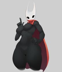  armored_female black_body cape clothed featureless_breasts featureless_crotch hollow_knight hornet_(hollow_knight) skin 