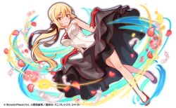  artist_request bare_shoulders black_dress black_ribbon blonde_hair breasts closed_mouth commentary copyright_notice crash_fever curtsey dress dutch_angle energy feathers female flats floating_hair flower full_body game_cg gloves hair_ribbon kiss-shot_acerola-orion_heart-under-blade light_blush long_hair looking_at_viewer medium_breasts monogatari_(series) multicolored_clothes multicolored_dress official_art oshino_shinobu pink_flower pink_petals ponytail promotional_art red_dress red_footwear red_gloves ribbon sleeveless sleeveless_dress smile solo standing strapless strapless_dress very_long_hair w_arms white_background white_dress white_feathers yellow_eyes yellow_flower 