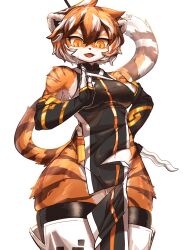  2022 anthro arknights armwear asian_clothing biped black_clothing black_dress black_legwear black_nose black_thigh_highs bodily_fluids breasts brown_body brown_fur brown_hair brown_stripes brown_tail chinese_clothing chinese_dress claws clothed clothing colored cute_fangs dress east_asian_clothing elbow_gloves eyelashes fangs felid female female_anthro finger_claws fingerless_gloves front_view fully_clothed fur gloves hair hand_on_hip handwear hi_res hip_tuft holding_knife holding_object humanoid_hands hypergryph kemono knife legwear looking_at_viewer mammal medium_breasts multicolored_body multicolored_fur multicolored_hair open_mouth orange_body orange_eyes orange_fur orange_hair orange_tail pantherine pear-shaped_figure pelvic_curtain portrait shaded short_hair skindentation solo standing striped_body striped_fur stripes studio_montagne sweat sweatdrop tail teeth thick_thighs thigh_highs three-quarter_portrait tiger tofffffu torn_clothing torn_dress tuft waaifu_(arknights) white_body white_clothing white_fur white_hair white_legwear white_tail wide_hips 