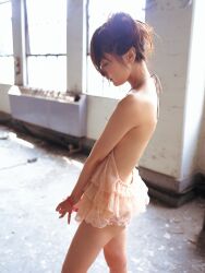  ballet_dress bound bound_hands bound_wrists brown_dress dress hamada_shoko highres photo tutu yarn 