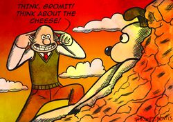  2021 5_fingers aardman_animations anthro bald canid canine canis clothed clothing cloud crazy_eyes dialogue domestic_dog duo english_text fingers gromit_(wallace_and_gromit) human humor image_comics invincible_(comics) lol_comments lying lying_on_ground male mammal meme necktie noncomposmentisstuff on_back on_ground outside redraw round_nose signature smile sweater teeth text think_mark_think! topwear wallace_(wallace_and_gromit) wallace_and_gromit worried worried_look 