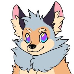  anonymous_artist canid canine felice fluffy fox low_res male mammal smile solo 