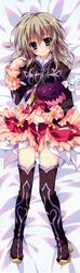  absurdres boots brown_hair dakimakura dress elise_lutus elize_lutus female green_eyes herurun highres legs purple_boots solo tales_of_(series) tales_of_xillia teepo_(tales) thigh_boots thighhighs tipo_(xillia) 