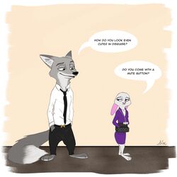  1:1 6vulpes anthro belt canid canine disney duo english_text fanfic fanfiction female fox judy_hopps lagomorph leporid male mammal necktie nick_wilde purse rabbit text undercover zootopia 