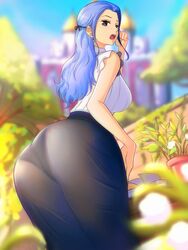  ass bending_over female female_only nefertari_vivi one_piece opalisart open_mouth see-through_clothing 