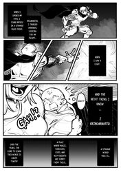  2boys comic demon duo duo_focus english english_text gay greyscale king knight male male/male male_only medieval no_color original original_character original_characters page_2 plucholy rebirth reincarnation safe safe_for_work sfw 