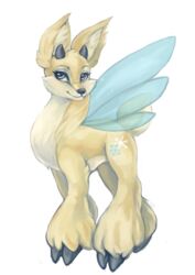  blue_eyes claws closed_mouth eyelashes faerie_neopet fairy_wings fenlil full_body horns ixi_(neopets) neopets no_humans smile solo transparent_background wings 