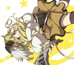  absurdres black_corset black_hat blonde_hair breasts brown_thighhighs commentary_request corset detached_sleeves drill_hair female gold_trim gun hat highres hinamikan holding holding_gun holding_weapon large_breasts mahou_shoujo_madoka_magica mahou_shoujo_madoka_magica_(anime) puffy_short_sleeves puffy_sleeves shirt short_sleeves skirt solo soul_gem star_(symbol) striped_clothes striped_thighhighs thighhighs tomoe_mami tomoe_mami_(magical_girl) twin_drills vertical-striped_clothes vertical-striped_thighhighs weapon white_shirt white_sleeves yellow_eyes yellow_skirt 