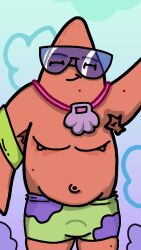  anthro ass balls barazoku big_bulge big_penis bodily_fluids bottomwear brawl_stars bulge buzz_(brawl_stars) clothed clothing colored cum dinosaur genital_fluids genitals hi_res humanoid lifeguard male male/male muscular nickelodeon penis prehistoric_species reptile scalie solo spongebob_squarepants supercell_(company) swimming_trunks swimwear topless underwear ygol_(artist) 