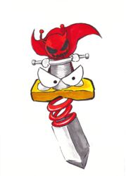  bad_id bad_pixiv_id highres mack mario_(series) marker_(medium) nib_pen_(medium) no_humans spring_(object) super_mario_rpg sword traditional_media tsukasa-emon weapon 