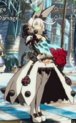  animated animated aqua_eyes arc_system_works boots bouncing_breasts breasts bunny_ears chains cleavage collar dress electricity elphelt_valentine female flower guilty_gear guilty_gear_xrd guilty_gear_xrd:_revelator high_heel_boots high_heels jiggle large_breasts rose solo standing wedding_dress white_dress white_hair white_legwear 